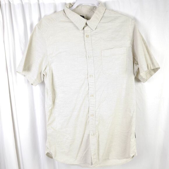 The North Face Mens Large White Striped Short Sleeve Button Down Shirt - Picture 1 of 10